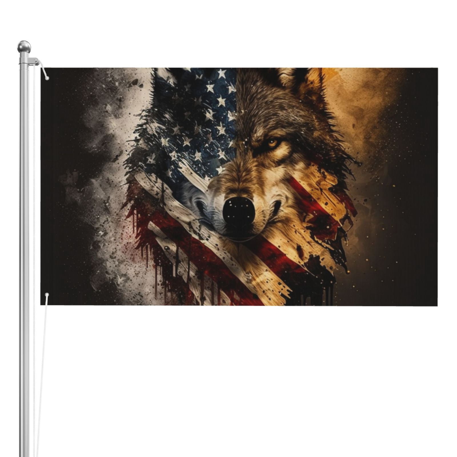 Wolf American USA Flag Double Sided Flag 3x5FT Reversible Garden Flag Outdoor Decor for House, Porch, Lawn, Yard, Indoor Wall, Party Decoration