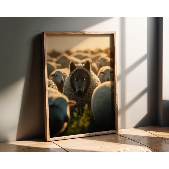 Wolf Among Sheep Dark Wildlife Poster , Poster Print Only - Walmart.com