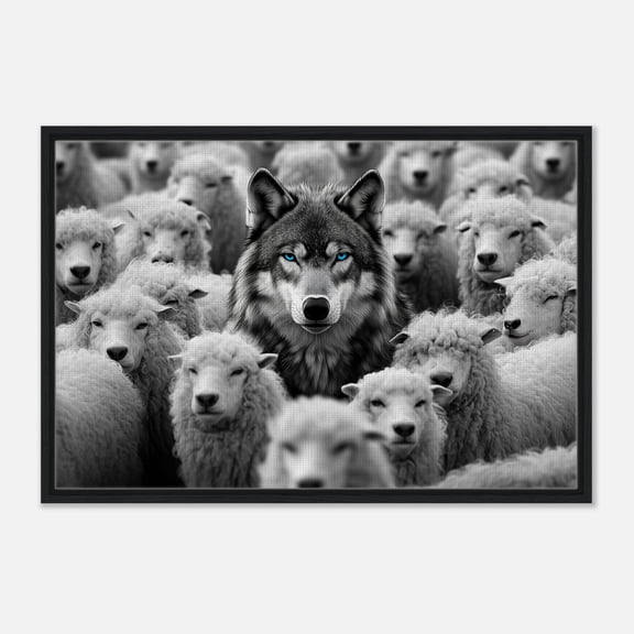 Wolf Among Sheep Framed Poster Vintage Style Wall Decor Physical Poster, Poster Only