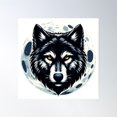 thumbnail image 1 of Wolf And Moon Poster Wall Art, Modern Wall Decor, 24x24 UNFRAMED, 1 of 3