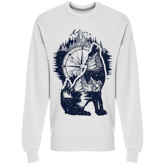 Wolf And Mountains Art Sweatshirt Men -Image by Shutterstock, Male XX-Large