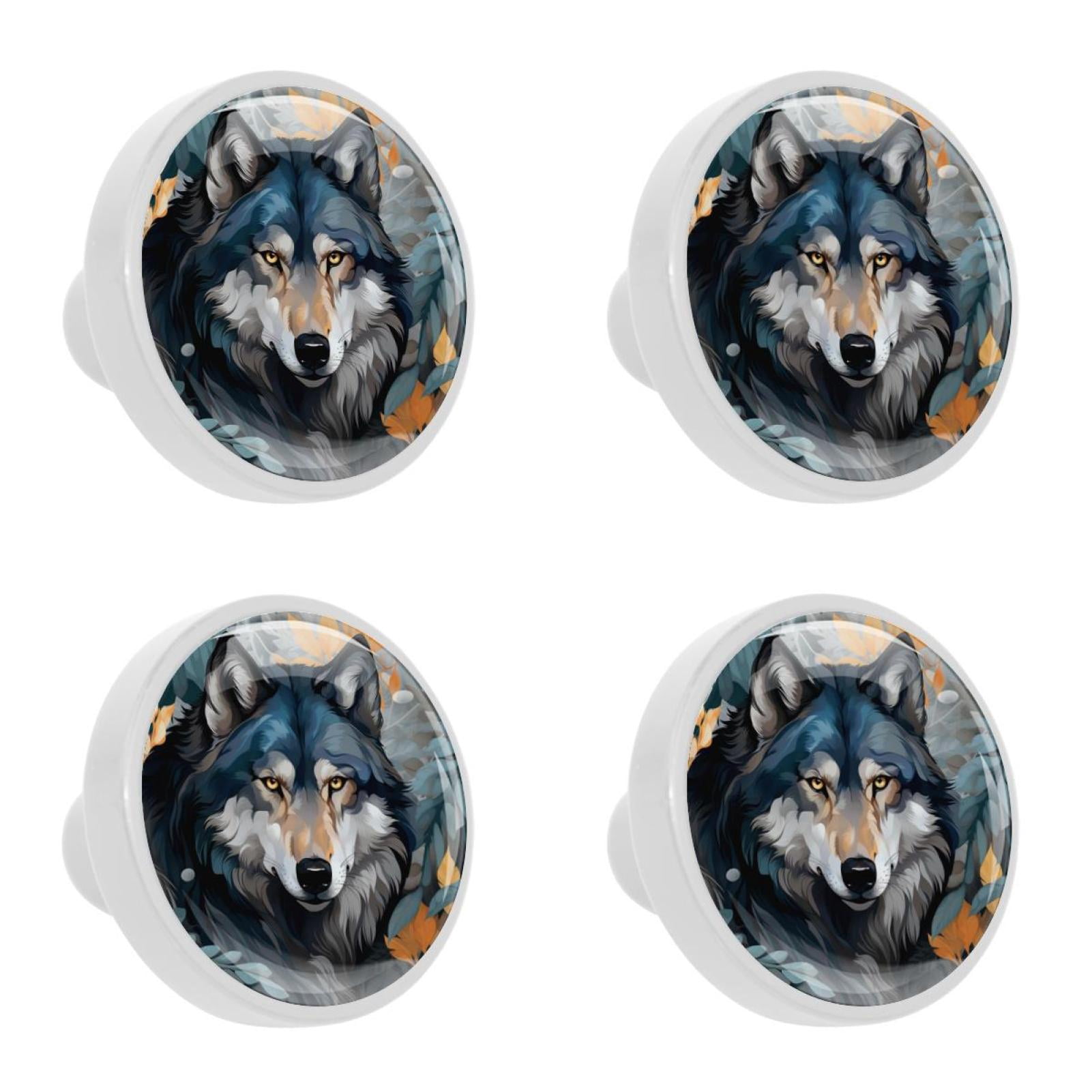 Wolf Animal Cartoon Pattern Cabinet Knob 4 pcs Drawer Knob Cabinet ...