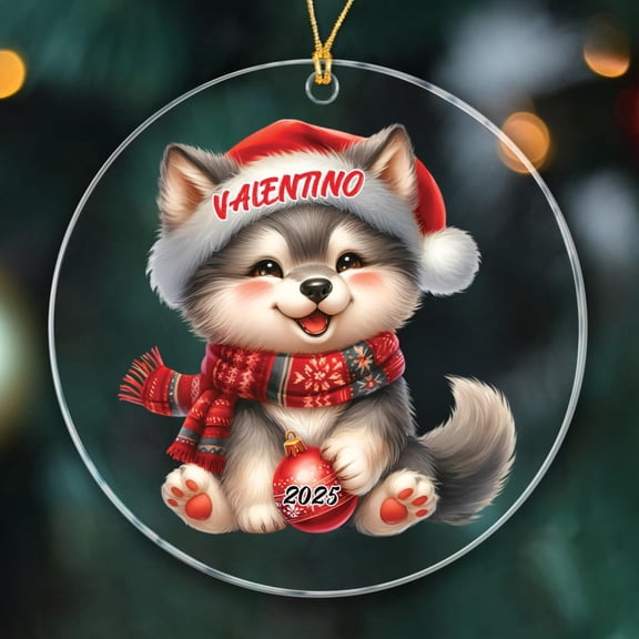 Wolf Animal Christmas Ornament 2025, Unique Wolf Keepsake Decor Gift for Animal Lovers, Acrylic Material, Christmas Occasion