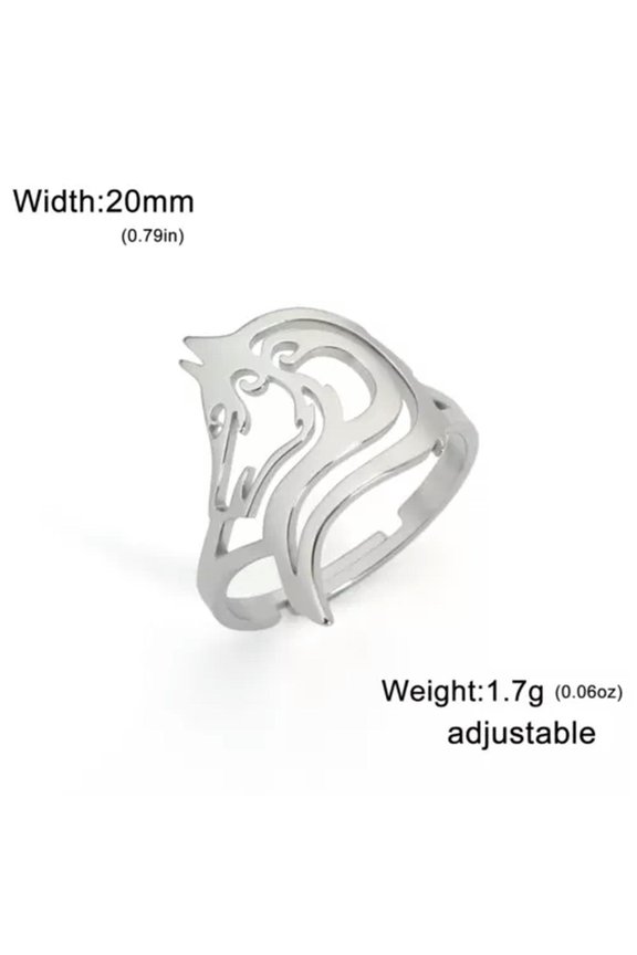 Wolf Animal Head Ring Stainless Steel Jewelry Gift Adjustable