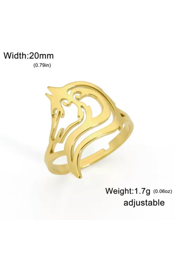Wolf Animal Head Ring Stainless Steel Jewelry Gift Adjustable