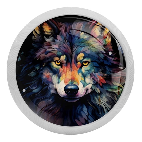 Wolf Aninmal Crystal Glass Drawer Knob Pull Ergonomic 30mm Circle Glowing Furniture Cabinet Handle for Kitchen Dresser Cupboard Wardrobe