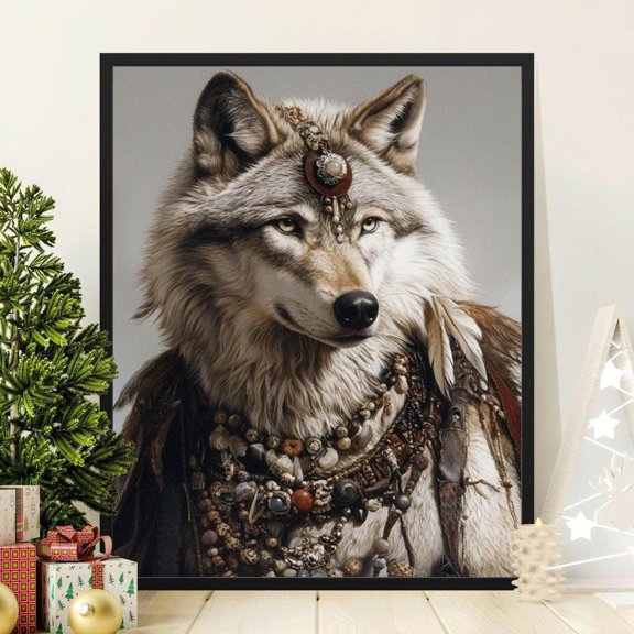 Wolf Art Print Boho Wolf Decor Animal Wall Art Style Poster Wildlife Artwork Rustic Home Decor Wolf Lover Gift