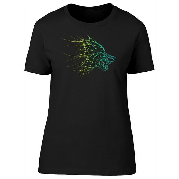 Wolf Art With Green Lines T-Shirt Women -Image by Shutterstock, Female x-Large