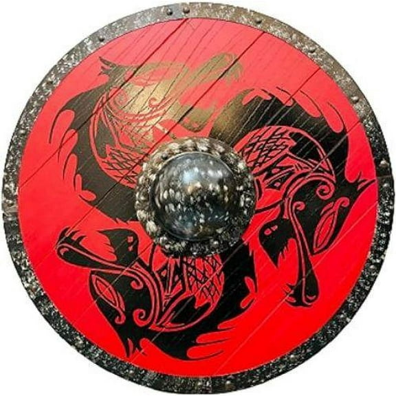Wolf Authentic Battle Worn Viking Shield Medieval Wooden Shield Viking Warrior Shield Dragon Shield Home Decor Shield