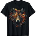 thumbnail image 1 of Wolf Autumn Leaves - Animal Art Motif Wolf T-Shirt, 1 of 3