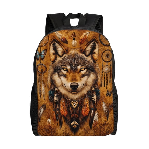 Wolf Backpack Full Front Print Travel Laptop Bag for Men and Women