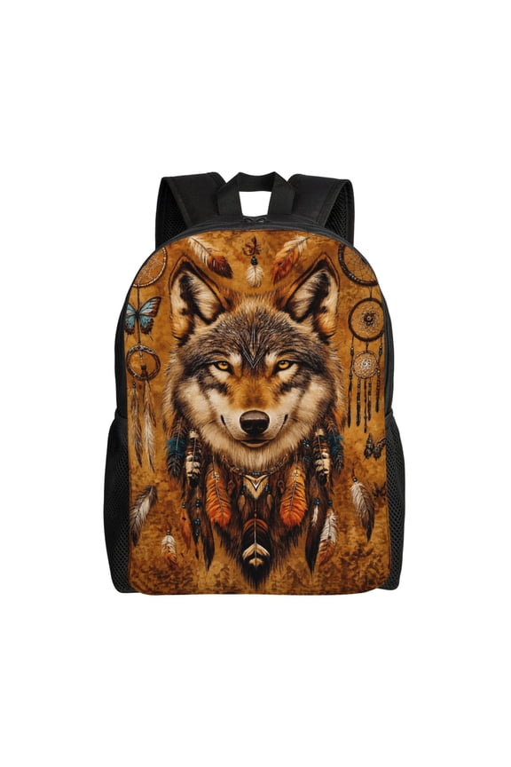 Wolf Backpack Full Front Print Travel Laptop Bag for Men and Women