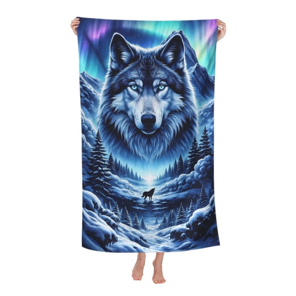 Wolf Bath Towel Soft and Highly Absorbent for Adults