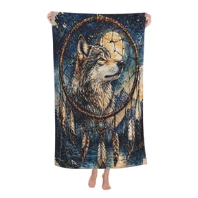 Wolf Bath Towel Soft and Lightweight for Adults