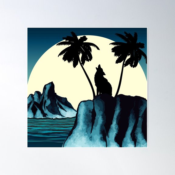 Wolf Bay Poster Wall Art, Modern Wall Decor For Living Room Bedroom, 24x24 UNFRAMED