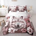 thumbnail image 1 of Wolf Bed in a Bag Queen Comforter Set 7 Piece Daisy Flowers Bedding Sets,Light Purple White Ombre Oil Painting Sheet Set with Comforter Graffiti Art Western Animals Butterfly Boho Decor, 1 of 4