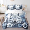 thumbnail image 1 of Wolf Bed in a Bag Twin 7 Piece Comforter Set Daisy Flowers Bedding Sets,Light Blue White Ombre Oil Painting Sheet Set with Comforter Graffiti Art Western Animals Butterfly Bohemian Decor, 1 of 4