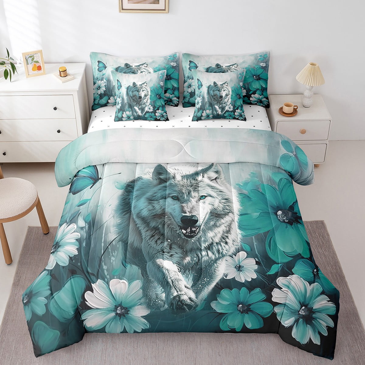 Custom Personalized Painting Wolf Quilt Bed Sets - Best Gift Idea For Family main image 1