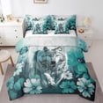 thumbnail image 1 of Wolf Bed in a Bag Twin 7 Piece Comforter Set Daisy Flowers Bedding Sets,Reseda Green Ombre Oil Painting Sheet Set with Comforter Graffiti Art Western Animals Butterfly Bohemian Decor, 1 of 4