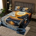 thumbnail image 1 of Wolf Bedspread King Size,Black White Wolves Tribal Feather Dreamcatcher Coverlet Set for Teens,Jungle Wild Animal Snowy Lake Mount Sunset View Quilt Set with 2 Pillowcaes,Polyester Quilted, 1 of 4
