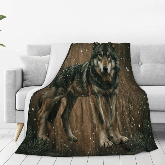 Wolf Blanket, All Season Cozy Flannel Fleece, Lightweight Soft Texture, Creative Gift for Home Decor 50x40