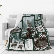 Wolf Blanket, Cozy Fuzzy Warm Wolf Throw, Soft Plush Fleece Blanket, Gifts for Couch Bed Sofa, Unique Wildlife Decor 50x40