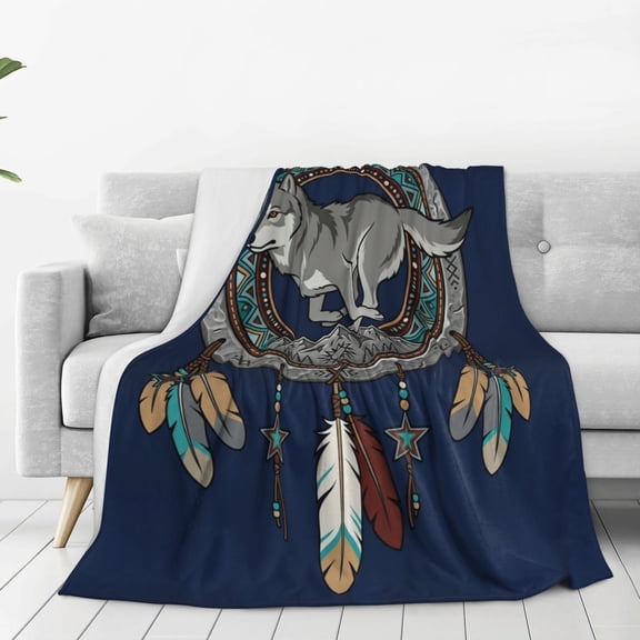 Wolf Blanket, Cozy Soft Warm Wolf Blanket, Fuzzy Plush Fleece Throw, Gifts for Couch Bed Sofa, Stylish Living Room Decor 50x40