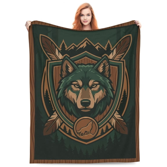 Wolf Blanket Flannel Fleece Throw, Soft Warm Texture, Gift for Women Adults, Bedding for Bedroom 50x40