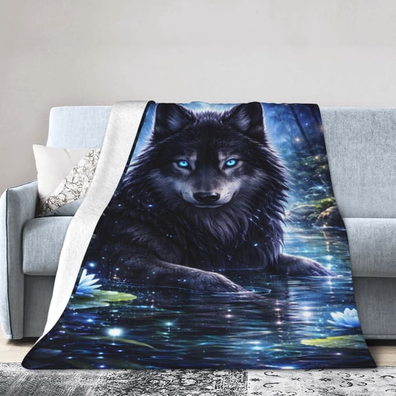 Wolf Blanket Gift Cozy Soft Home Decor for Animal Lovers Spiritual Gift for Room Decor 50x40