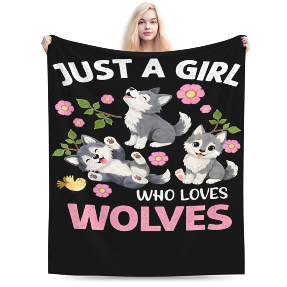 Wolf Blanket Gift Throw Blanket Cute Wolf Pattern Blanket Cozy Soft Home Decor Gift for Wolf Lovers Animal Fans 50x40