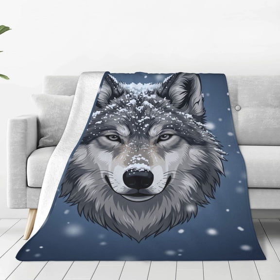 Wolf Blanket Gifts for Women Men Snow Wolves Flannel Throw Blankets for Home Decor Couch Bed Sofa Soft Fuzzy for All Season 50x40