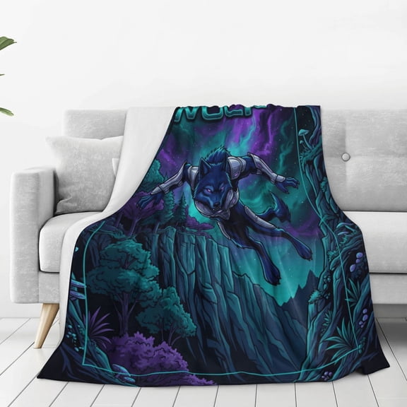 Wolf Blanket, Tribal Animal Theme, Soft Cozy Flannel Throw, Warm Bedding for Couch Bed Decor 50x40