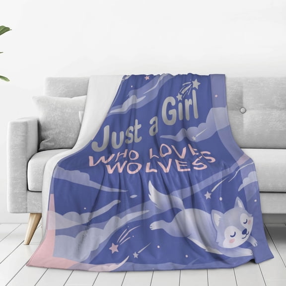 Wolf Blanket, Winter Warmth Plush Fleece, Soft Flannel for Women, Creative Animal Gift for Sofa Bed 50x40