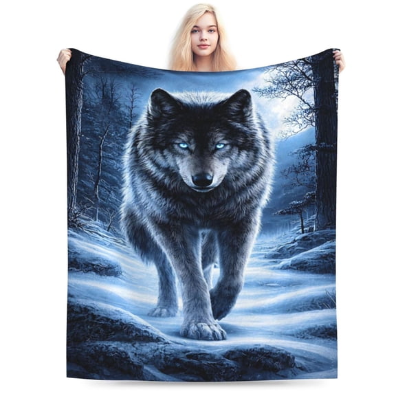 Wolf Blanket Wolf Decor Cozy Animal Throw Super Soft Plush Flannel Fleece Blanket Gift for Kids Adults Men Women Ultra Warm & Lightweight Flannel 50x40