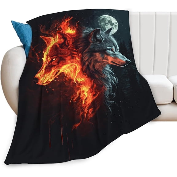 Wolf Blanket Wolf Throw Blanket Cool Wild Animal Fuzzy Plush Blanket Ultra Soft for Wolf Lover Gift Kids Teens Women Men Girls Boys Stuffed Decor for Halloween Bedding Sofas Couch 80"X60"