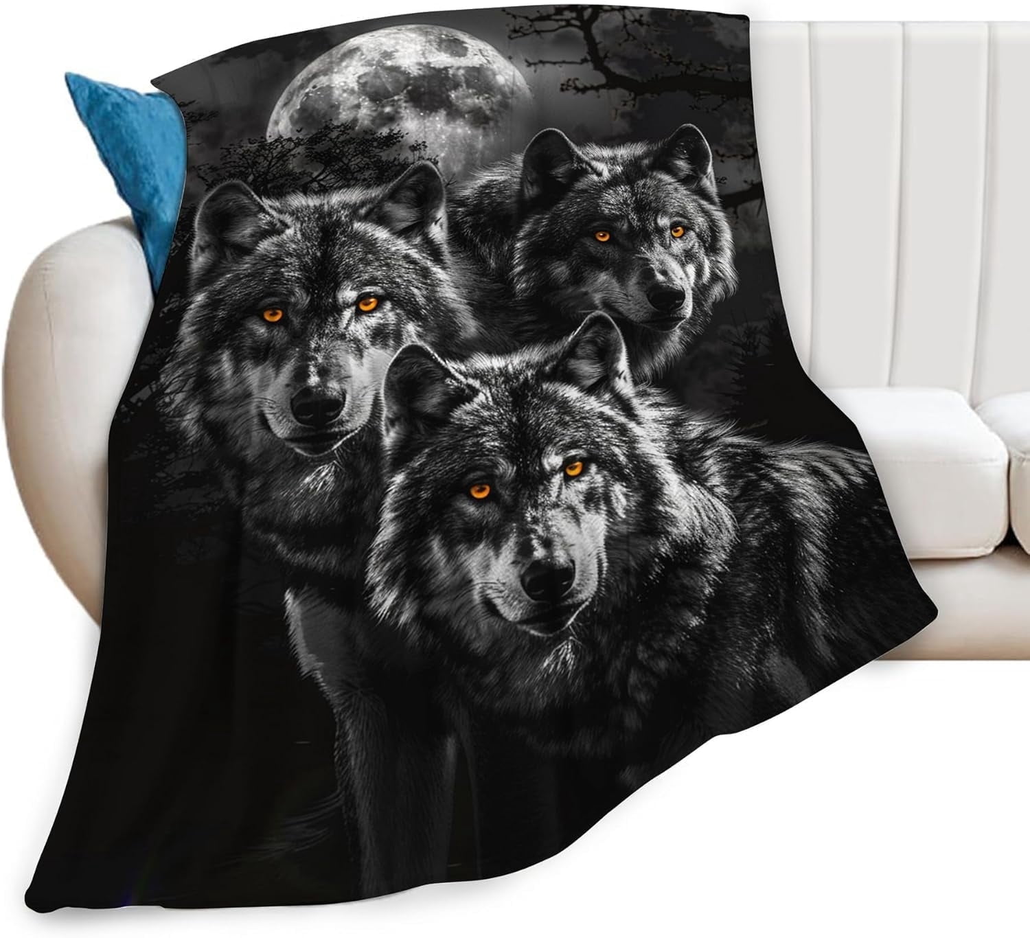 Wolf Blanket Wolf Throw Blanket Wolf Gifts and Decor Animal Blanket for Girls Women Men Boys Soft Warm Cozy Fleece Blanket for Couch Sofa \u200bBed 80"x60"