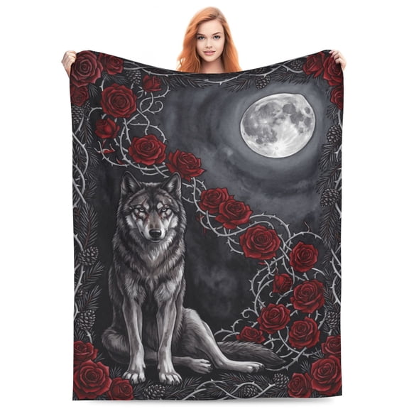 Wolf Blanket, Wolf Throw Blanket with Wolf Design, Soft Warm Cozy Fuzzy Plush Throw for Couch Bed Sofa Home Decor 50x40