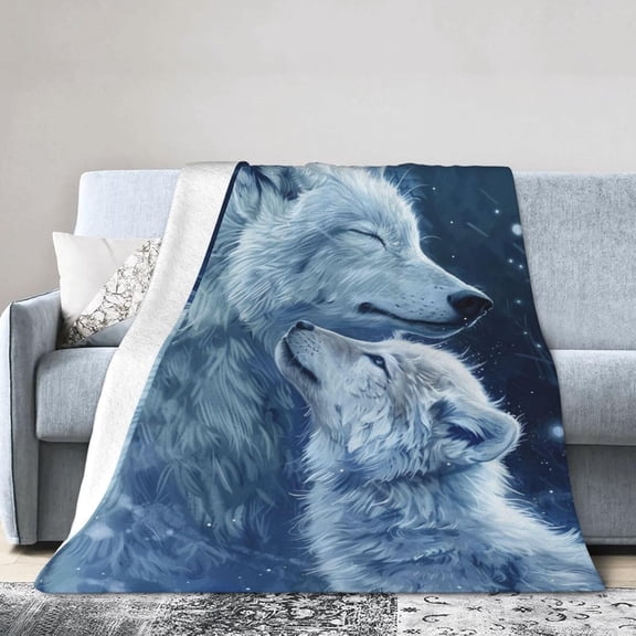Wolf Blanket Wolfs Throw Blanket Arctic Wolves for Wildlife Lover Soft Flannel Stuff Plush Throws for Couch Sofa Bed Home Decor 50"x40"