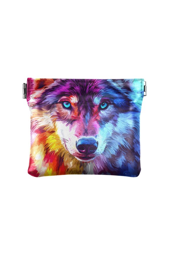 Wolf Blue Pink Wallet Small PU Leather Change Pouch Wallet for Women