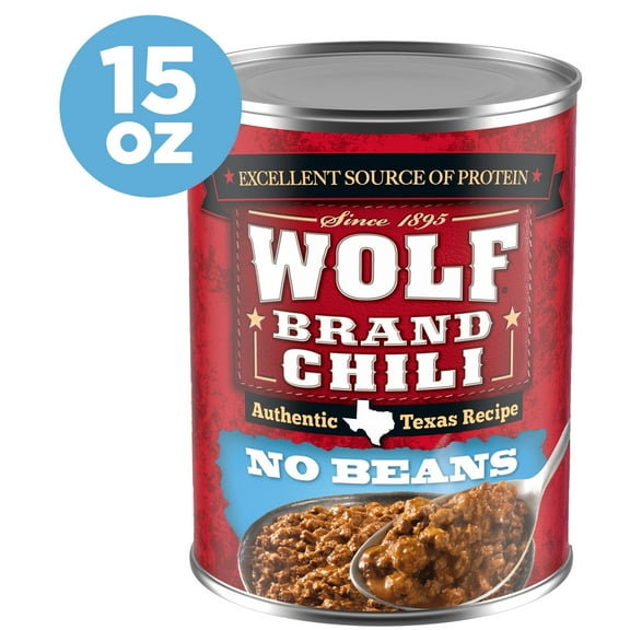 Wolf Brand Chili No Beans, Chili Without Beans, 25g Protein Per Serving, 15 oz. Can(Pack of 3)