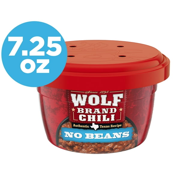 Wolf Brand Chili No Beans, 11g Protein Per Serving, Microwavable, 7.25 oz. Bowl