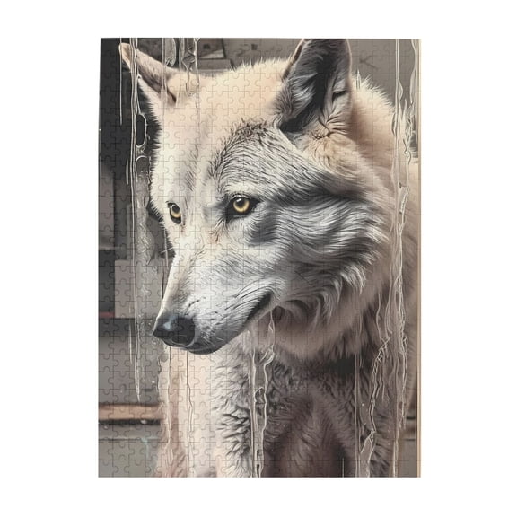 Wolf Canine Glass Water Abstract 1000-Piece Wooden Jigsaw Puzzle for Adults, Fun & Challenging Family Game, Stylish Wall Decor & Holiday Gift