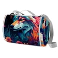 thumbnail image 1 of Wolf Canvas Picnic Blanket Outdoor Waterproof Sand Proof Mat for Camping Hiking Beach Travel - Large Size Family Friendly Design, 1 of 6