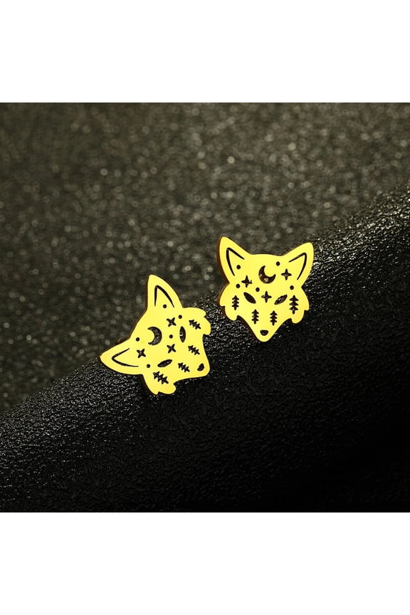 Wolf Charms Stud Earrings Jewellery Supplies Stainless Steel Animal Jewelry Birthday Party Gifts for Men and Women