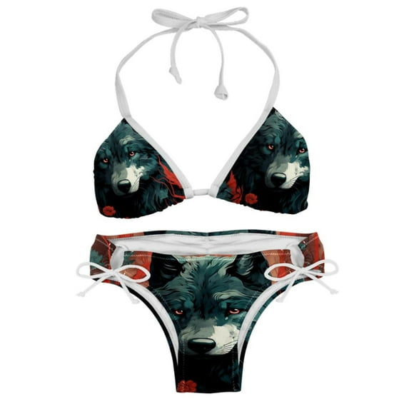 Wolf Chic Bikini Set with Detachable Sponge & Adjustable Strap | 2-Pack for Versatile Swim Suit Looks