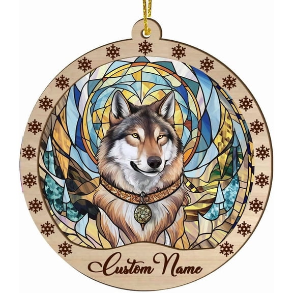 Wolf Christmas Hanging Ornament - Wolf Ornament - Wolf Ornaments for Christmas Tree - Gifts for Wolf Lovers - Wolf Keepsake Ornament - Animal Lovers Gifts 8Tpt2t (Wolf-s013)