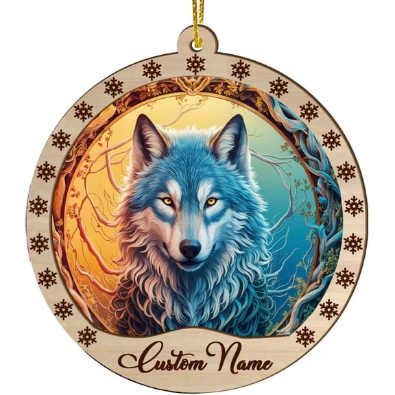 Wolf Christmas Ornament - Wolf Ornament - Wolf Ornaments for Christmas Tree - Gifts for Wolf Lovers - Wolf Keepsake Gifts - Animal Lovers Ornament Gifts XWYA2Y (Wolf-s011)