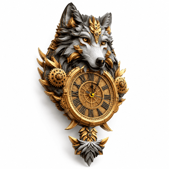 Wolf Clock 3D Wooden DIY Puzzle Kit Functional Decorative Clock for Adults 14+