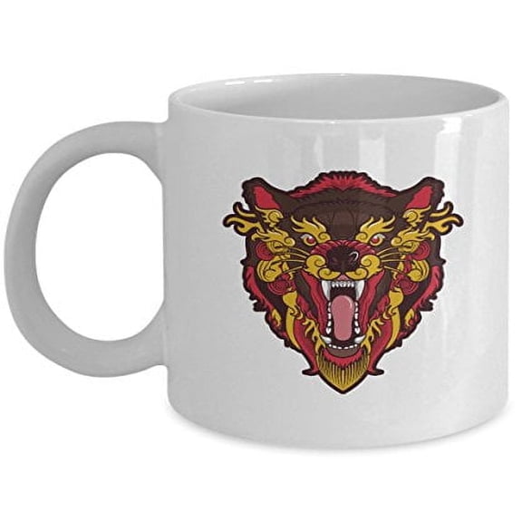 Wolf 11 oz Coffee Mug - Werewolf Gifts White Ceramic