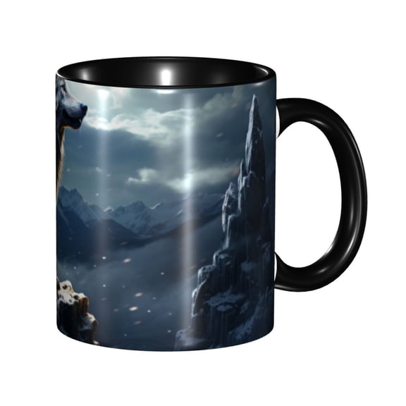 Wolf Coffee Mug Fun Custom Ceramic Mugs 11oz Black